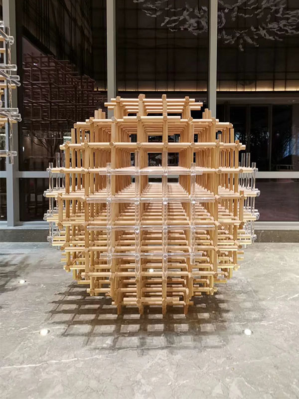 Spherical Solid Wood Sculpture